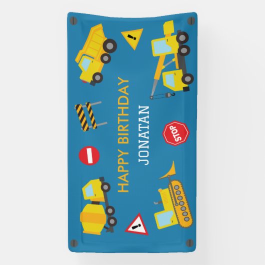 Bouw Dump Truck verjaardag uitnodiging Spandoek (Verticaal)