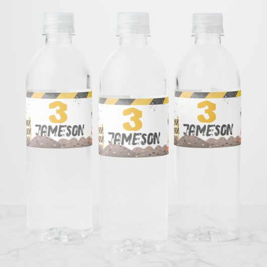 Bouw, Dump Truck Verjaardag Waterfles Etiket (Flessen)