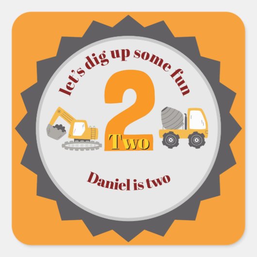 Bouw Dump Truck Vierkante Sticker (Voorkant)