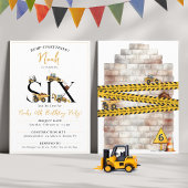 Bouw Dump Trucks 6e Jongen Verjaardagsfeest Kaart