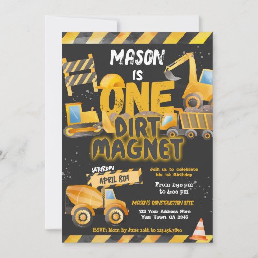 Bouw, Dumptruck 1e verjaardag Kaart (Voorkant)