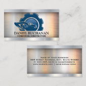 Bouw Earth Mover Logo | Metaal Visitekaartje (Voorkant / Achterkant)