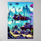 Bouw een basis op een vreemde planeet | AI Art Pos Poster (Voorkant)