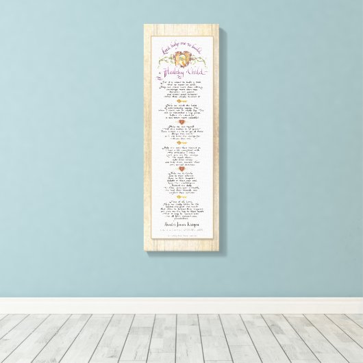 Bouw een gezond kind kalligrafie Ouderschap hout Canvas Afdruk (Insitu (Houten vloer))