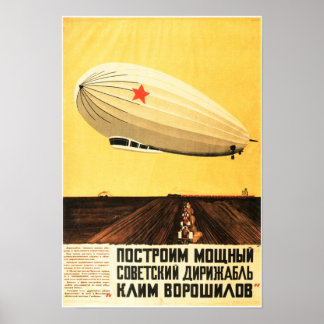 BOUW EEN KRACHTIG LUCHTVAARTUIG Zeppelin  Sovjet Poster