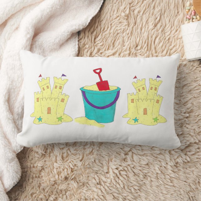 Bouw een Sandcastle Beach House Pail Shovel Shells Kussen (Deken)