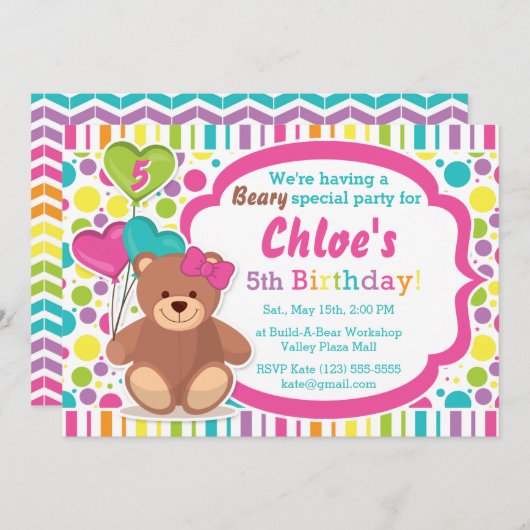 Bouw een uitnodiging van de Birthday Party van het (Voorkant / Achterkant)