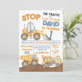 Bouw Eerste Verjaardag Dump Truck Party Kaart (Staand voorkant)