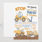 Bouw Eerste Verjaardag Dump Truck Party Kaart (Voorkant / Achterkant)