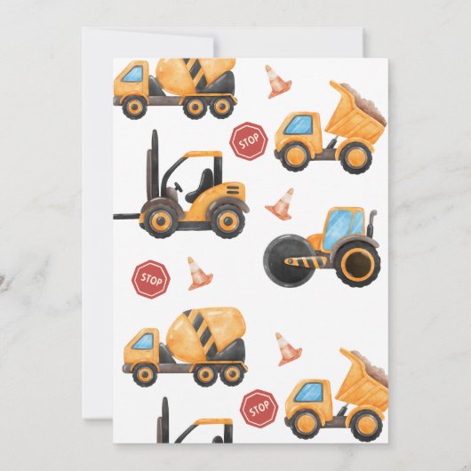 Bouw Eerste Verjaardag Uitnodiging (Achterkant)