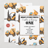 Bouw Eerste Verjaardag Uitnodiging (Voorkant / Achterkant)