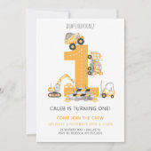 Bouw Eerste Verjaardag Uitnodiging (Voorkant)