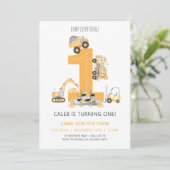 Bouw Eerste Verjaardag Uitnodiging (Staand voorkant)