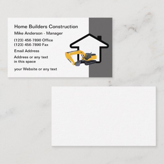 Bouw en bouw visitekaartje (Voorkant / Achterkant)