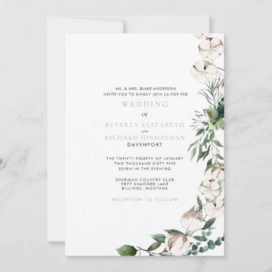 Bouw en katoen Moderne bruiloft Kaart (Voorkant)