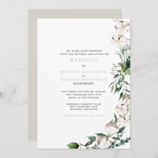 Bouw en katoen Moderne bruiloft Kaart (Voorkant / Achterkant)