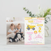 Bouw en Prinses Broer/Zus gezamenlijke verjaardag Kaart (Staand voorkant)
