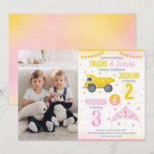 Bouw en Prinses Broer/Zus gezamenlijke verjaardag Kaart