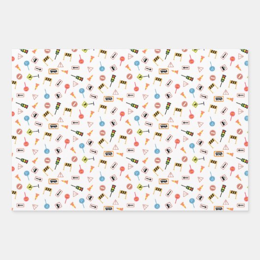 Bouw- en verkeersborden wit. Cadeaupapier (Voorkant 3)