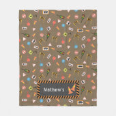 Bouw- en wegwijzers bruin. Fleece Deken (Voorkant)