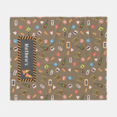 Bouw- en wegwijzers bruin. Fleece Deken (Voorkant (Horizontaal))