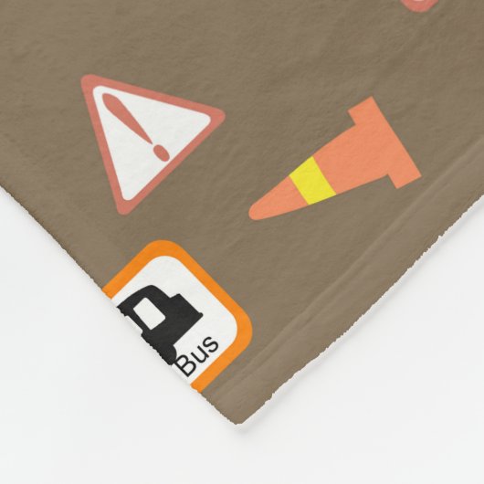 Bouw- en wegwijzers bruin. Fleece Deken (Hoek)