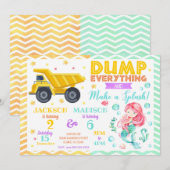 Bouw en Zeemeermin gezamenlijke verjaardag uitnodi Kaart (Voorkant / Achterkant)