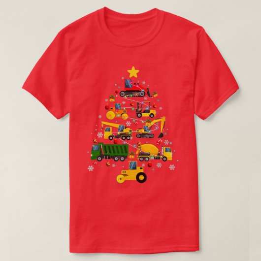 Bouw-excavator kerstboom voor boogstralen t-shirt (Design voorkant)