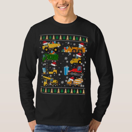 Bouw excavator Truck Santa Ugly Sweater Ch T-shirt (Voorkant)