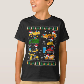 Bouw excavator Truck Santa Ugly Sweater Ch T-shirt