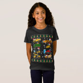 Bouw excavator Truck Santa Ugly Sweater Ch T-shirt (Voorkant volledig)