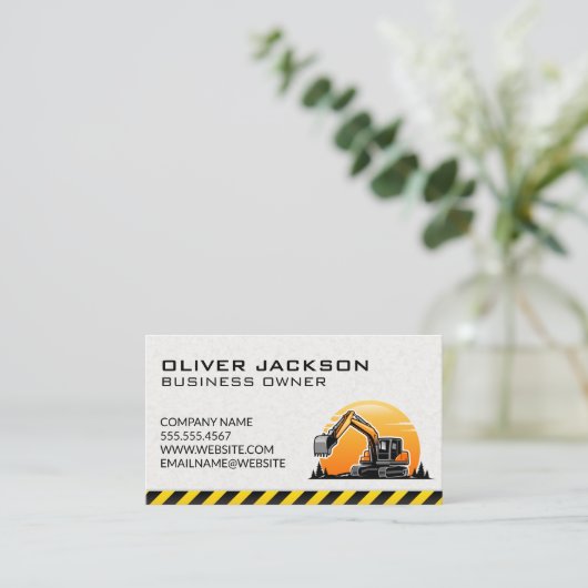 Bouw | Excavator-voertuig Visitekaartje (Staand voorkant)