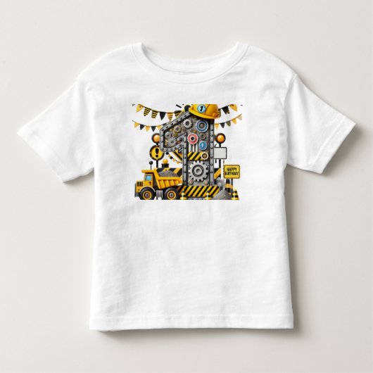 Bouw feestje 1e verjaardag kinder shirts (Voorkant)