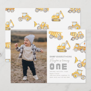 Bouw Foto 1st Birthday Uitnodiging