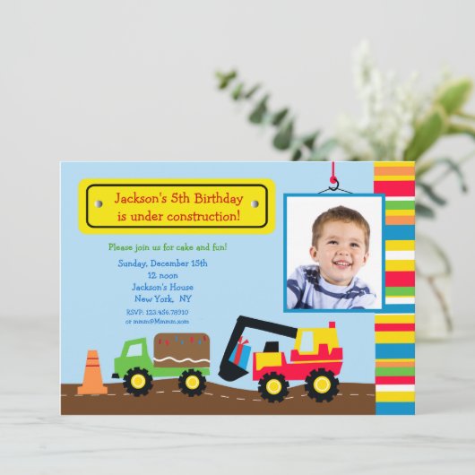 Bouw Foto van Birthday Party Kaart (Staand voorkant)