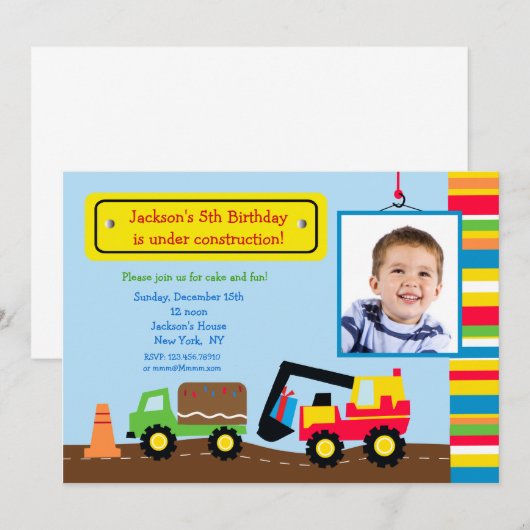 Bouw Foto van Birthday Party Kaart (Voorkant / Achterkant)