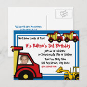 Bouw Fun / Dump Truck Foto Uitnodiging Briefkaart (Voorkant / Achterkant)