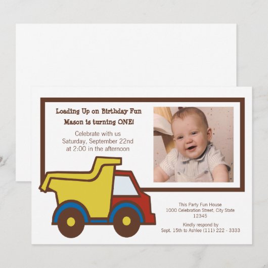 Bouw Fun Dumptruck Foto Kaart (Voorkant / Achterkant)