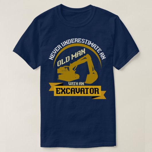 Bouw Funny Old Man Excavator T-shirt (Design voorkant)