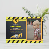 Bouw Gebouw Digger Truck Verjaardagsfeest Kaart (Staand voorkant)