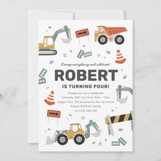 Bouw Gedempte Boho Verjaardagsfeestuitnodiging Kaart (Voorkant)