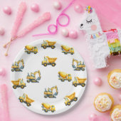 Bouw, geel dump truck borden papieren bordje (Feest)