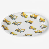 Bouw, geel dump truck borden papieren bordje (Gekanteld)