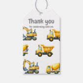 Bouw, geel dump truck cadeau label cadeaulabel (Voorkant)