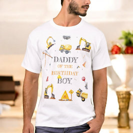 Bouw Geel Thema Jongen Verjaardagsfeest Papa T-shirt