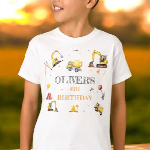 Bouw Geel Thema Jongen Verjaardagsfeest T-shirt