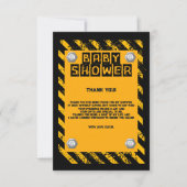 Bouw Geel & Zwart Baby shower Bedankkaart (Voorkant)