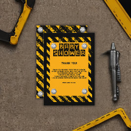 Bouw Geel & Zwart Baby shower Bedankkaart