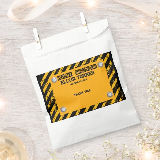 Bouw Geel & Zwart Baby shower Bedankzakje (Geknipt)