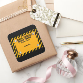 Bouw Geel & Zwart Baby shower Vierkante Sticker